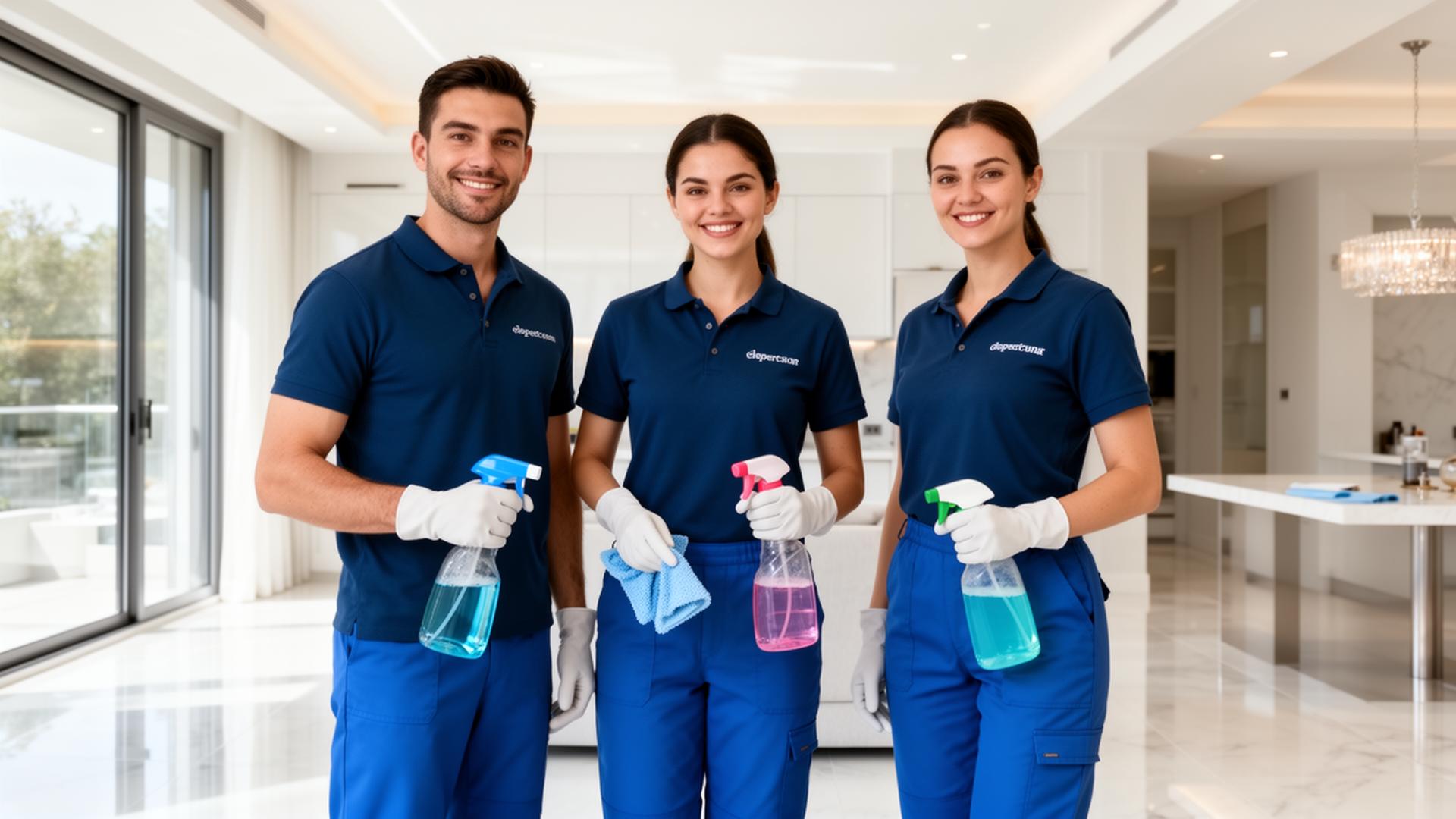 Professional cleaning team ready to work