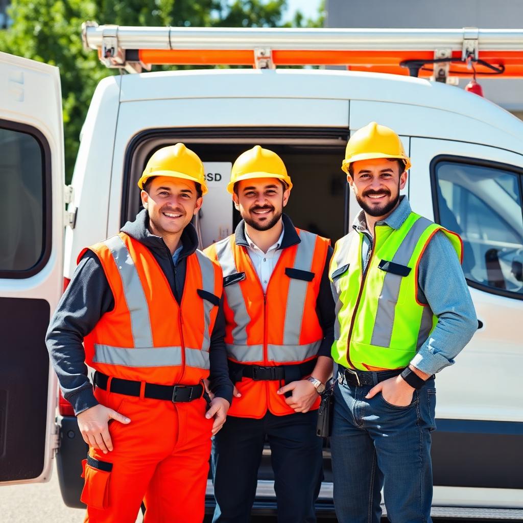 Professional electrician team