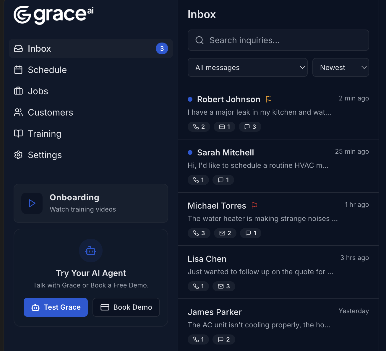 Grace AI unified inbox