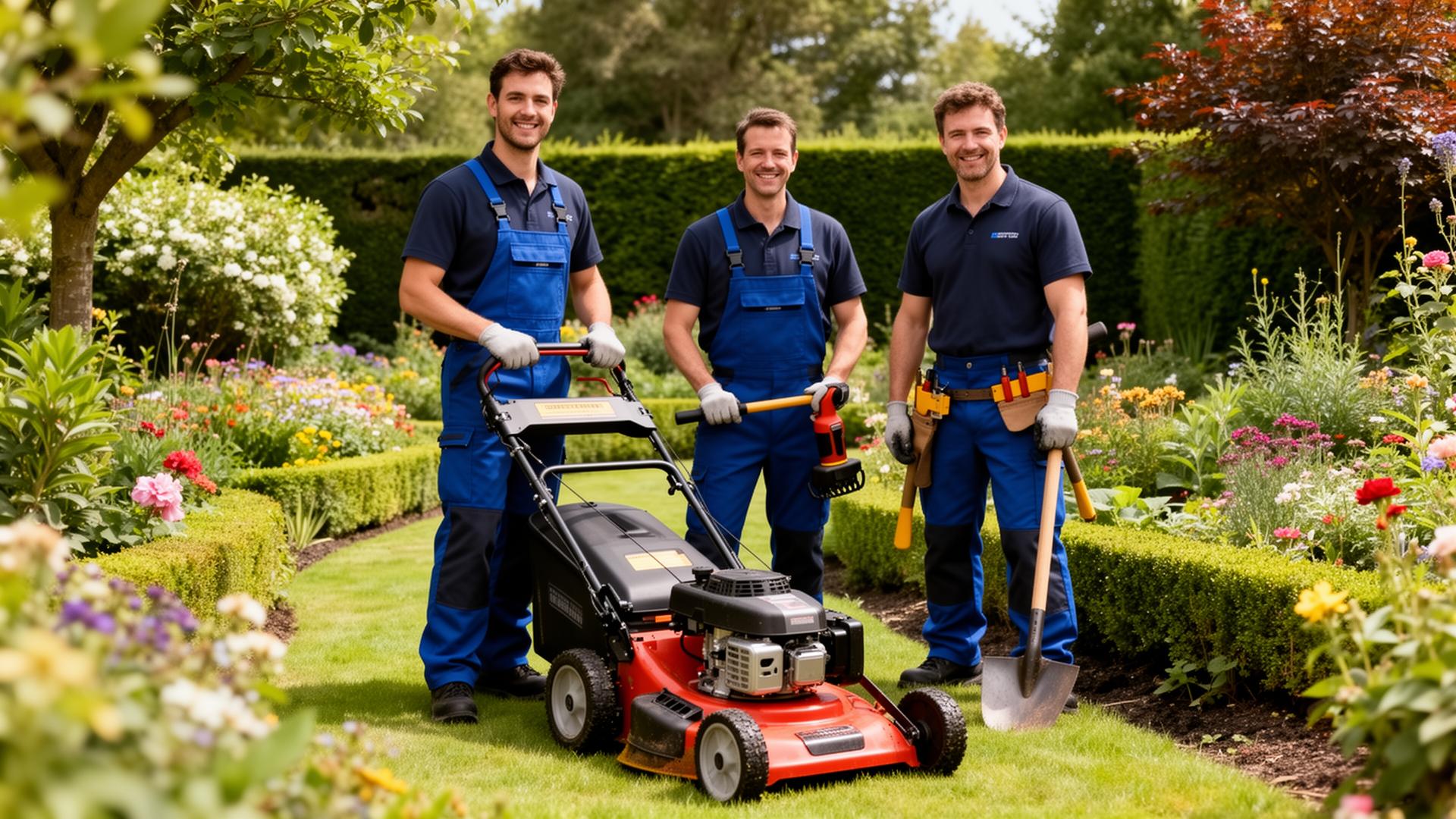 Professional landscaping team ready to work