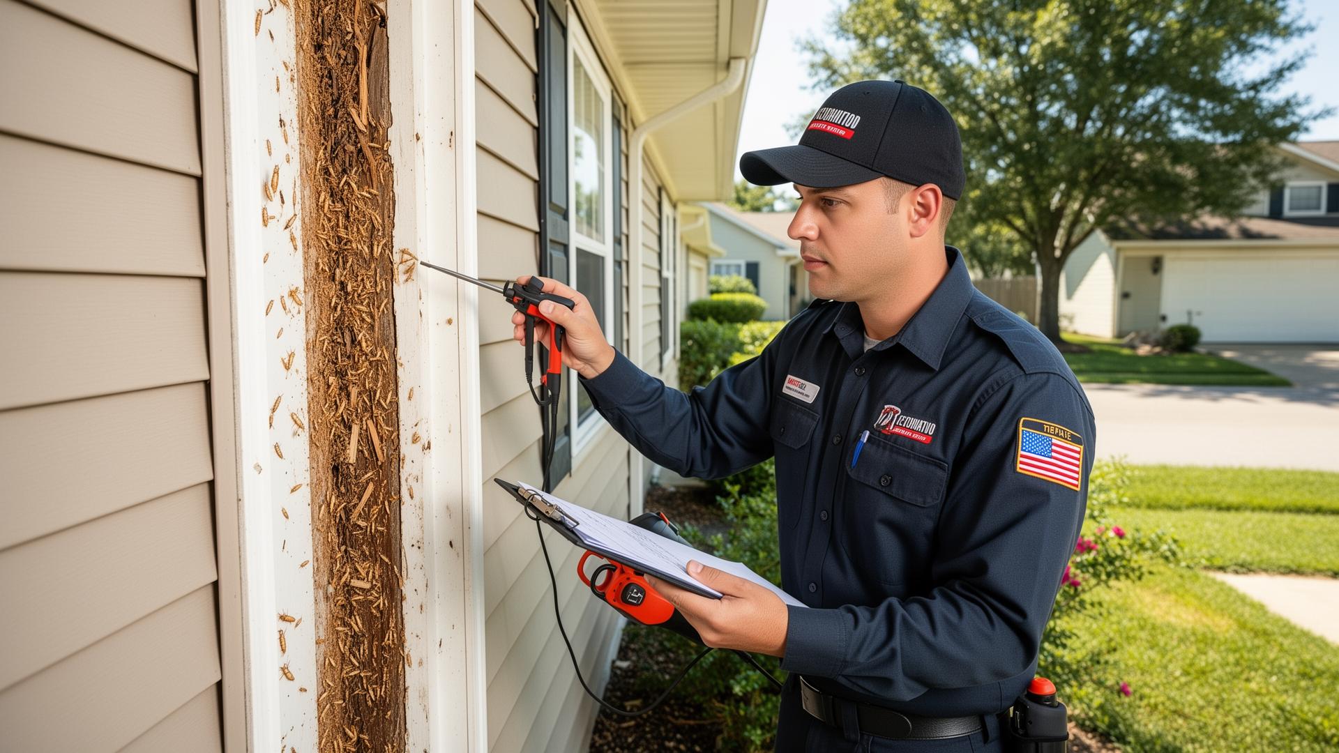 Professional pest control technician at work