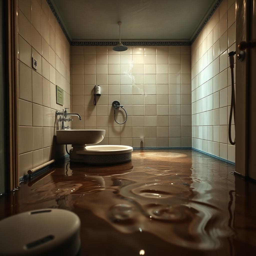 Flooded bathroom plumbing emergency