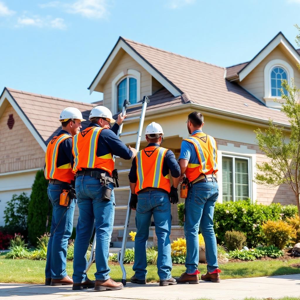 Professional roofing team ready to work
