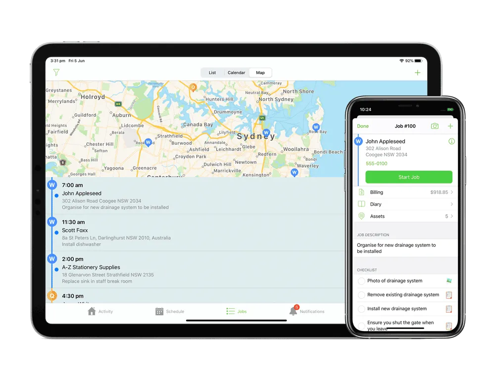 ServiceM8 mobile and tablet app